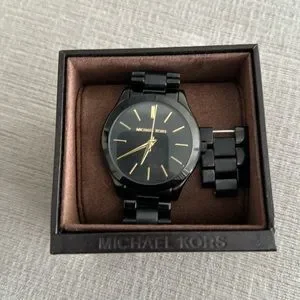 Michael Kors Slim Runway Black and Gold Watch - 42mm - Used Michael Kors Runway MK4284 Women main image 3